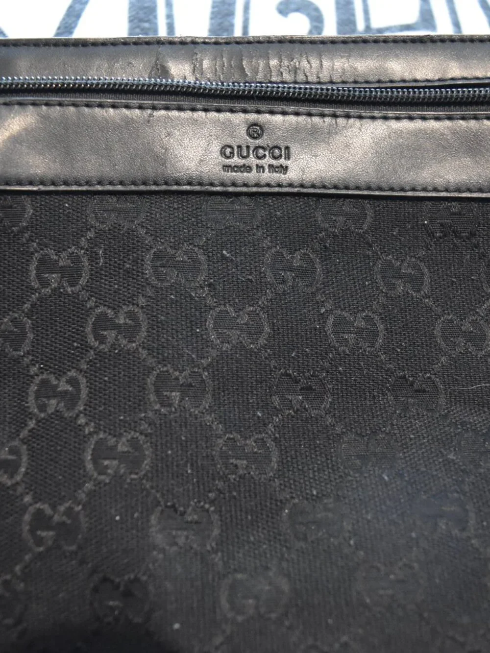 Vintage Gucci GG Monogram‎ Black Canvas Crossbody Shoulder Bag - Made in Italy